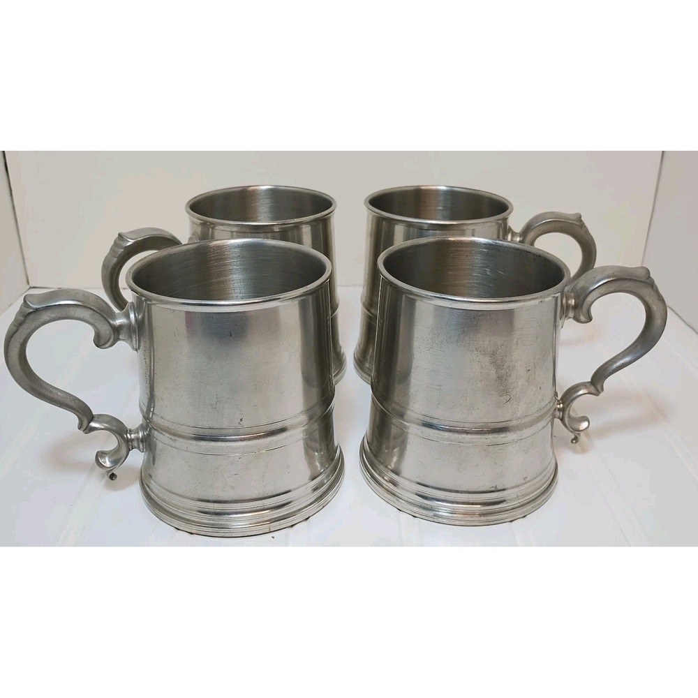 4 Henry Ford Museum Woodbury Pewters Pewter Beer Tankard Stein Mug Vintage 4.25"